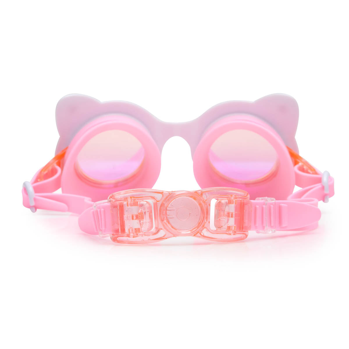 Pink sunglasses with cat ears and 'Folie' branding on a white background