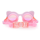 Pink sunglasses with cat ears and 'Folie' branding on a white background