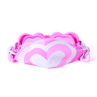 Pink and white heart-patterned belt on a white background