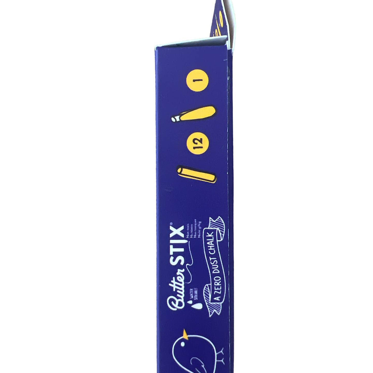 Butter Stix packaging with blue background and yellow text