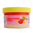 A tub of Honeycrisp Apple Ice Slime by Toy Biz, featuring a bright yellow lid, a pink label with a red apple and honeybee illustration, and a pale yellow slime visible inside.
