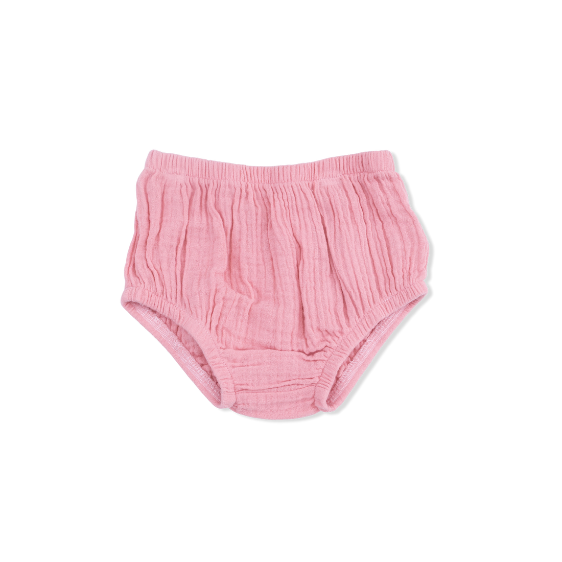 Pink baby bloomers on a white background