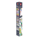 Tall, narrow packaging box with colorful illustrations on a white background