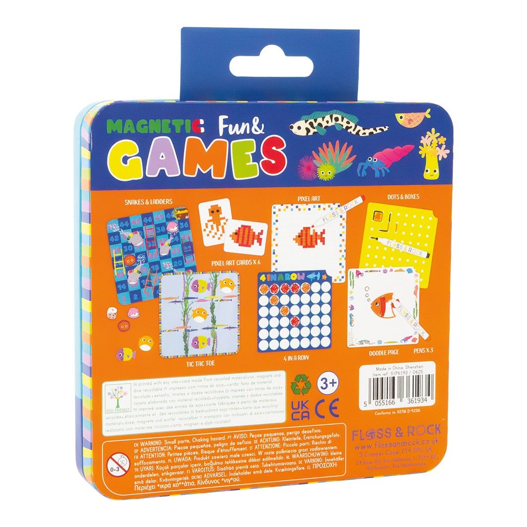 Packaging of Magnetic Fun & Games with colorful design and illustrations.