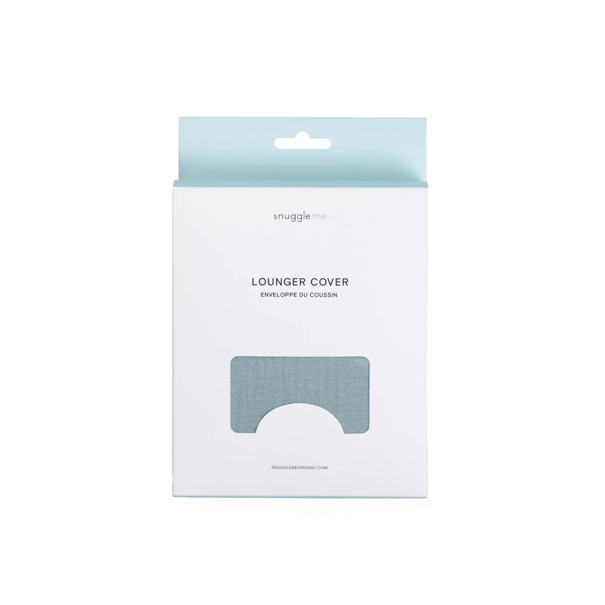 Package of a snuggle lounger cover on a white background