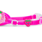 Pink sunglasses with strawberry design on a white background