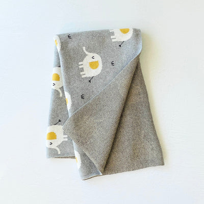 Organic Cotton Jacquard Sweater Knit Baby Blanket - Elephant by Viverano Organics
