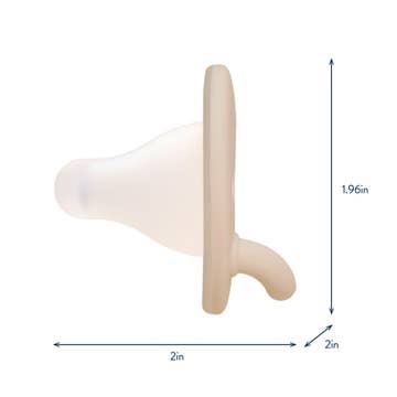 Beige wall hook with dimensions on a white background