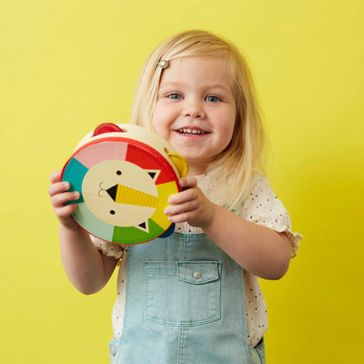 Kaleidoscope Lion Wooden Tambourine by Petit Collage