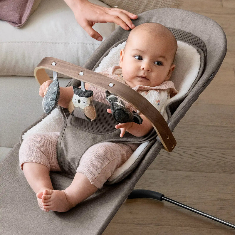 Mira Bouncer Forest Fun Toy Bar - Grey/Walnut Wood by Uppababy