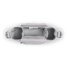Gray baby seat with straps on a white background