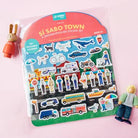 SABO Town sticker set packaging with various stickers on a pink background