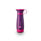A purple and pink Wavy Cup water bottle with a matching pink lid and carrying loop, shown on a clean white background.