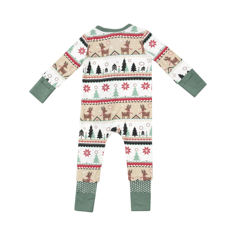 Bamboo 2 Way Zipper Romper - Reindeer Fair Isle by Angel Dear