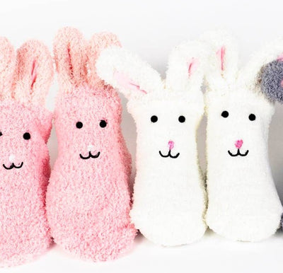 Fuzzy Easter Bunny Socks - 2 pairs by Jack Rabbit Creations FINAL SALE