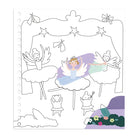 A oloring and activity page from the Floss & Rock Magic Multi Play Activity Book - Enchanted featuring dancing ballerinas, fairies, and cute forest animals.