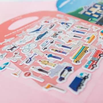 Collection of stationery items stickers on a pink background