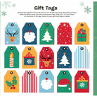 Set of Christmas-themed gift tags on a white background with snowflake decorations.