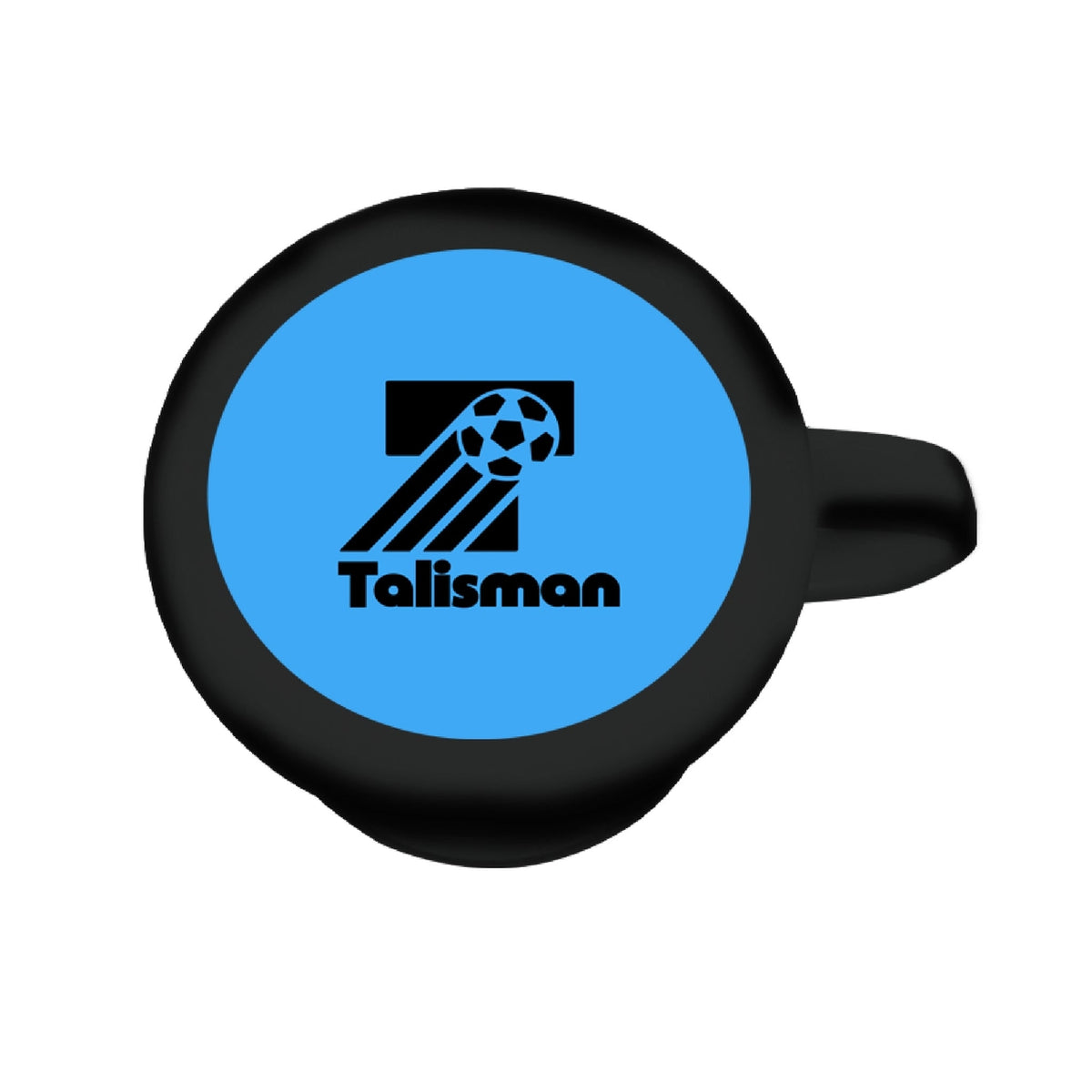 Black and blue circular object with 'Talisman' logo on a white background