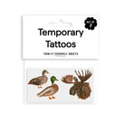 Pack of temporary tattoos with ducks and a moose on a white background