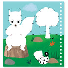 Children's dot-to-dot activity sheet with a polar bear and butterfly illustration.