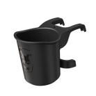 Black car cup holder with a logo on a white background