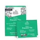 Two boxes of earth mama organic Peaceful Tea on a white background