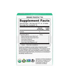 Supplement facts label for Organic Peaceful Tea on a white background