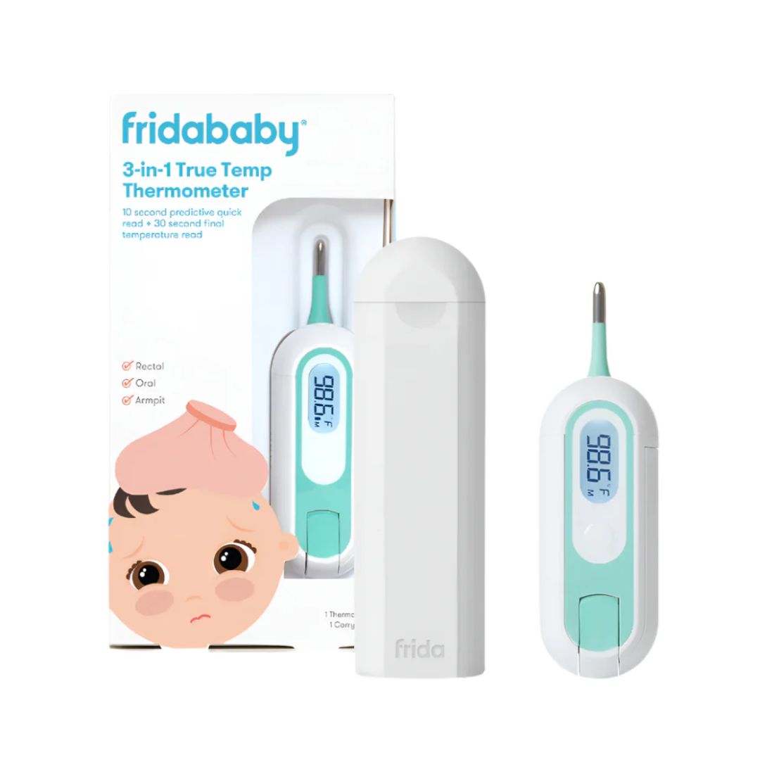 FridaBaby 3-in-1 True Temp thermometer with packaging on a white background