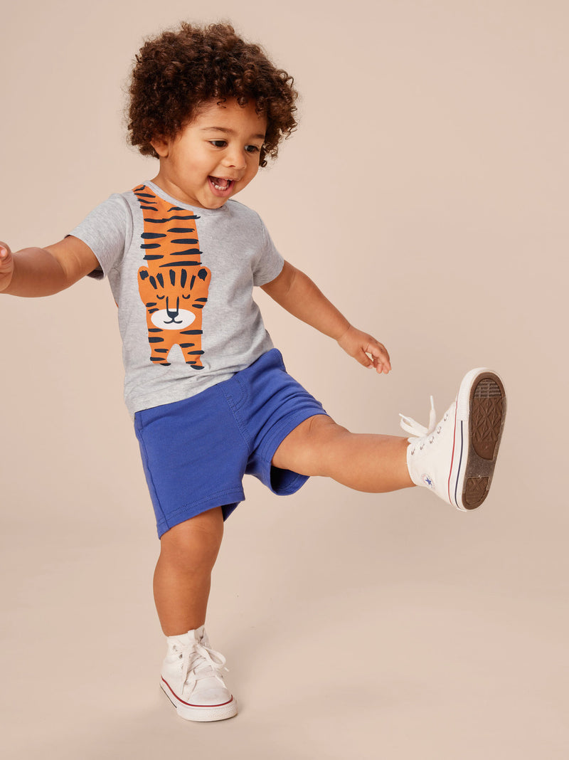Tiger Turn Baby Graphic Tee - Light Grey Heather by Tea Collection