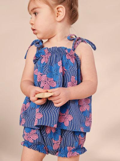 Tie Shoulder Baby Set - Wavy Plumeria by Tea Collection