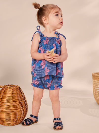Tie Shoulder Baby Set - Wavy Plumeria by Tea Collection