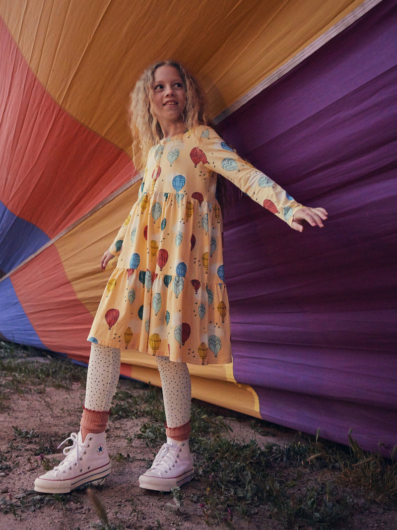 Long Sleeve Tiered Henley Dress - Cappadocia Hot Air Balloons by Tea Collection