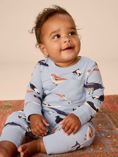 Long Sleeve Pocket Baby Romper - Nihat's Birds by Tea Collection