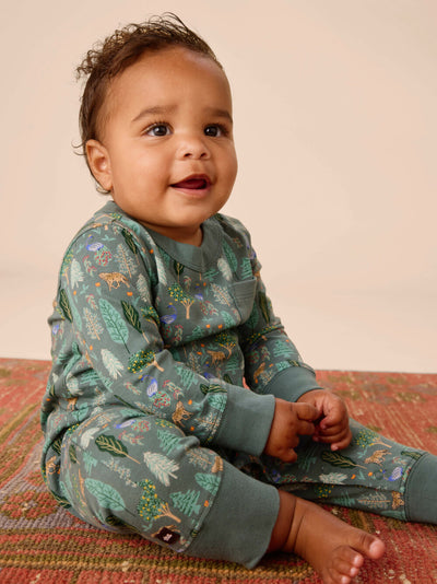 Long Sleeve Pocket Baby Romper - Turkish Forest Scene by Tea Collection