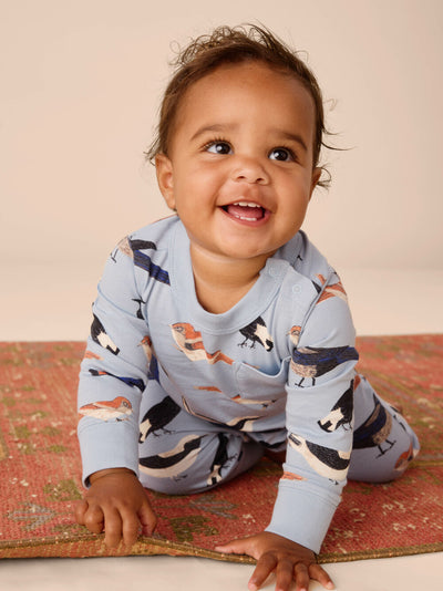 Long Sleeve Pocket Baby Romper - Nihat's Birds by Tea Collection