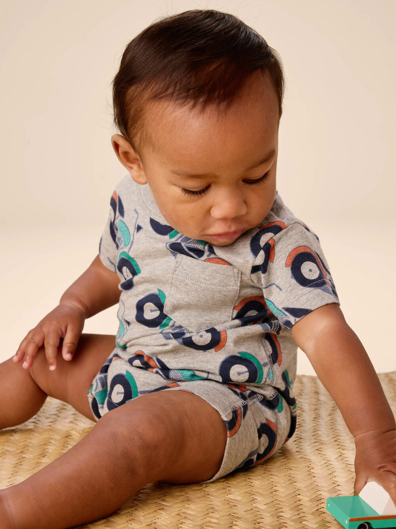 Pocket Shortie Baby Romper - Motocicleta by Tea Collection