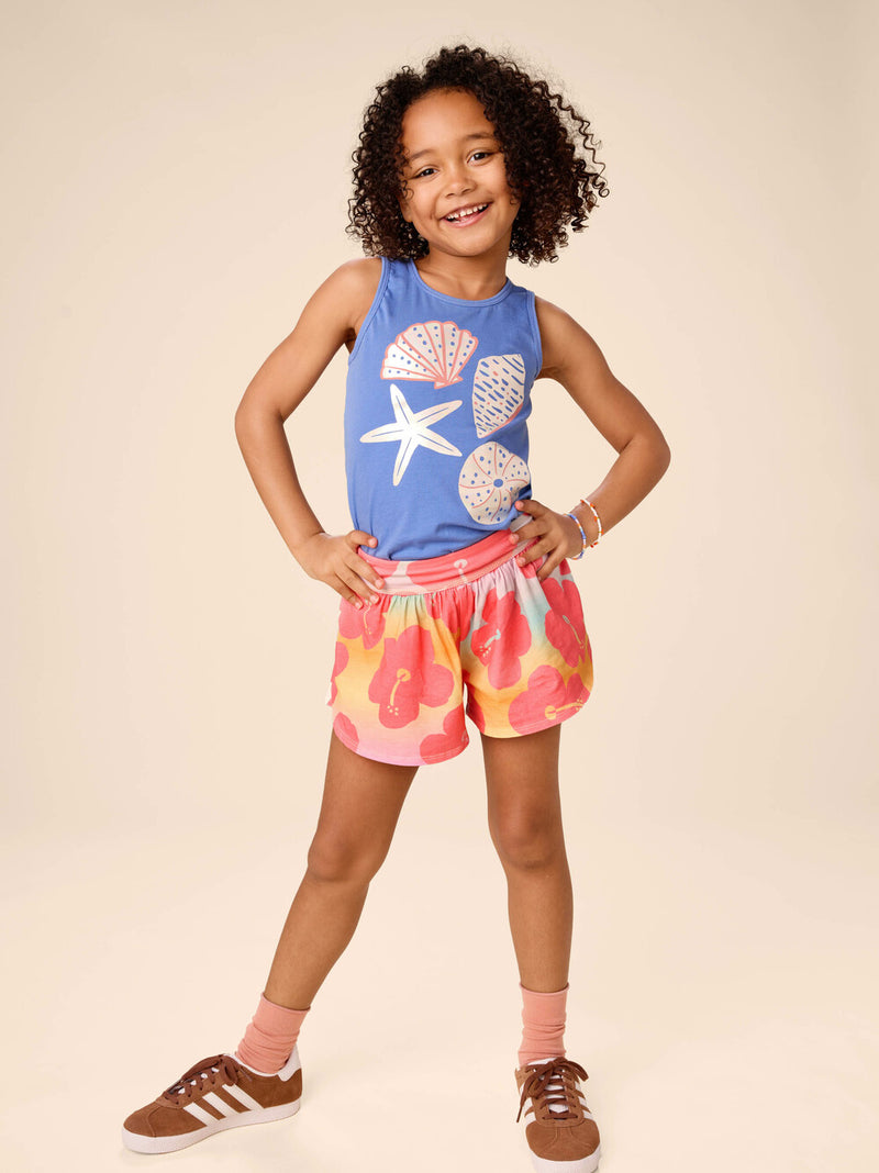 Sporty Petal Shorts - Rainbow Hibiscus by Tea Collection