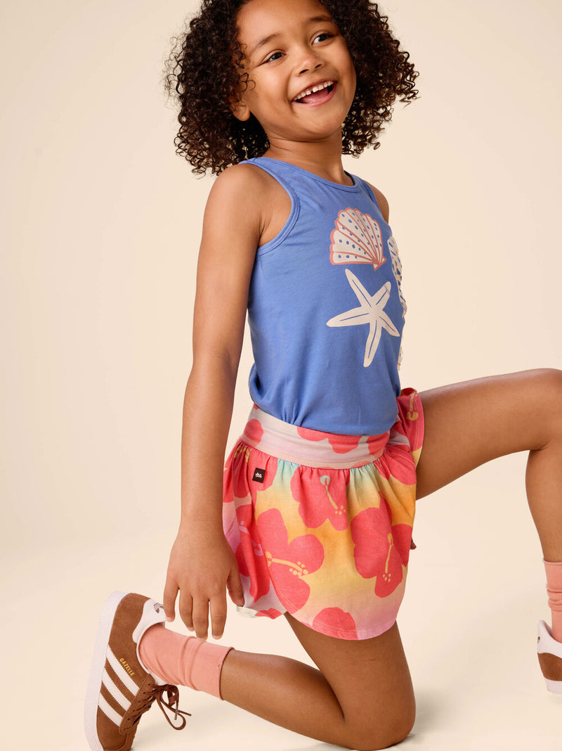 Sporty Petal Shorts - Rainbow Hibiscus by Tea Collection