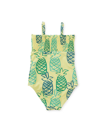 Smocked One-Piece Swimsuit - Sketched Pineapples by Tea Collection FINAL SALE