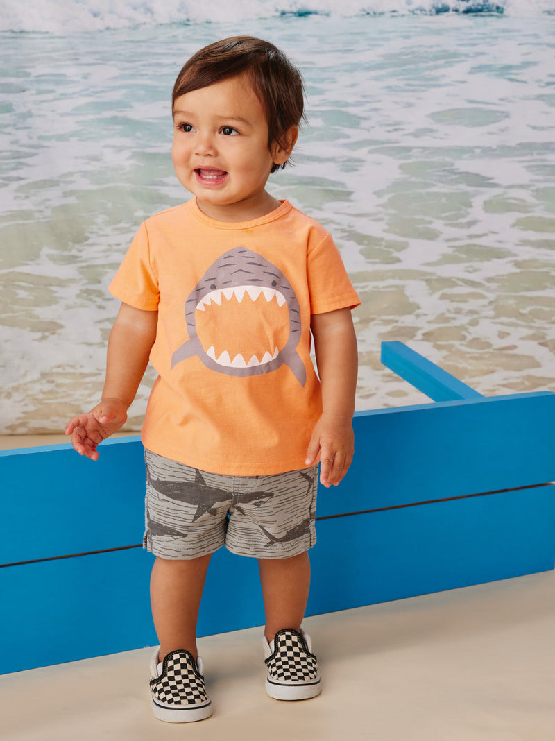 Printed Knit Baby Shortie - Stealth Sharks by Tea Collection FINAL SALE