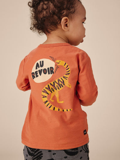 Bonjour Dino Baby Graphic Tee - Copper by Tea Collection FINAL SALE