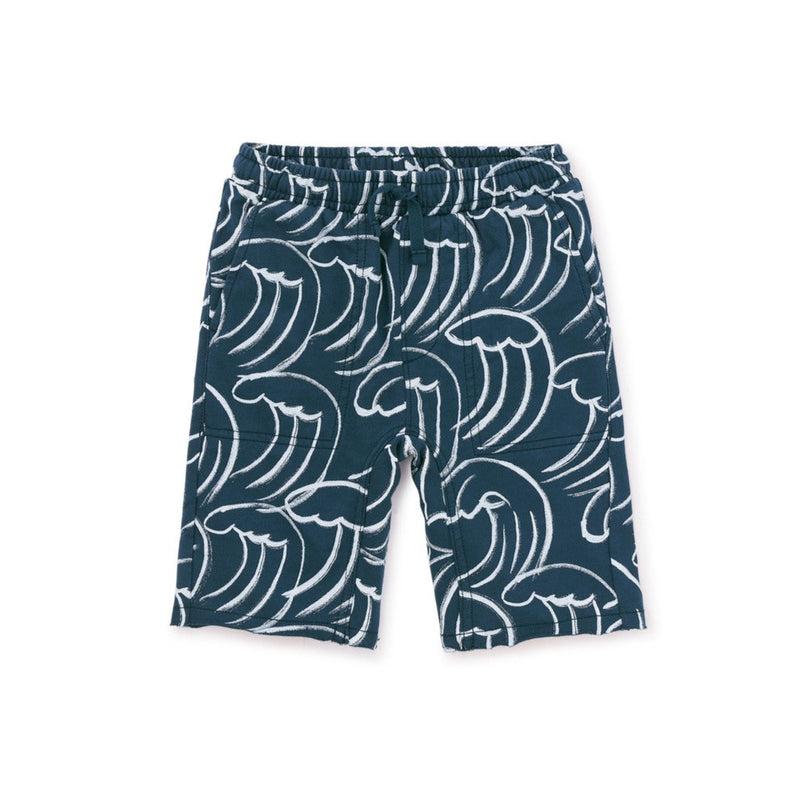 Printed Gym Shorts - Kanagawa Waves by Tea Collection FINAL SALE