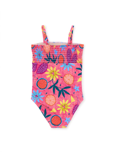 Smocked One-Piece Swimsuit - Fruit Floral Wax Print by Tea Collection