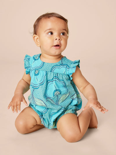 Flutter Baby Romper - Hibiscus Wax Print by Tea Collection