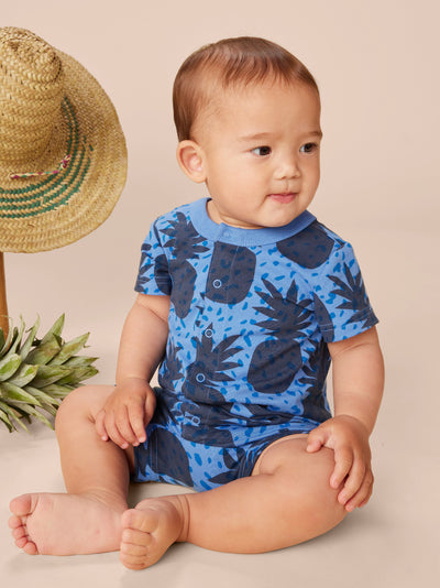 Button-Up Baby Romper - Spotted Pineapple by Tea Collection