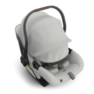 Baby car seat with canopy on a white background