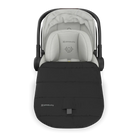 Baby stroller with black footmuff on a white background
