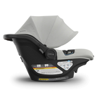 Baby car seat with canopy on a white background
