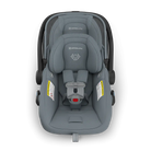 Gray car seat with UPPAbaby branding on a white background